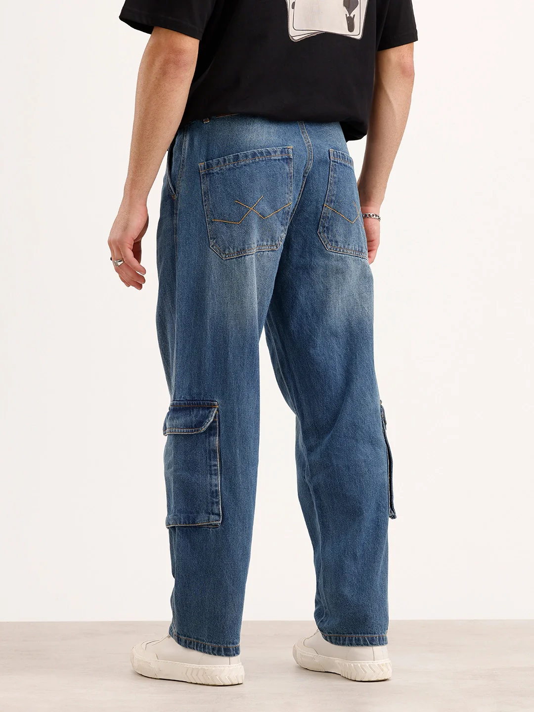 Loose FiT Cargo Denim Jeans | Blue - Image 3