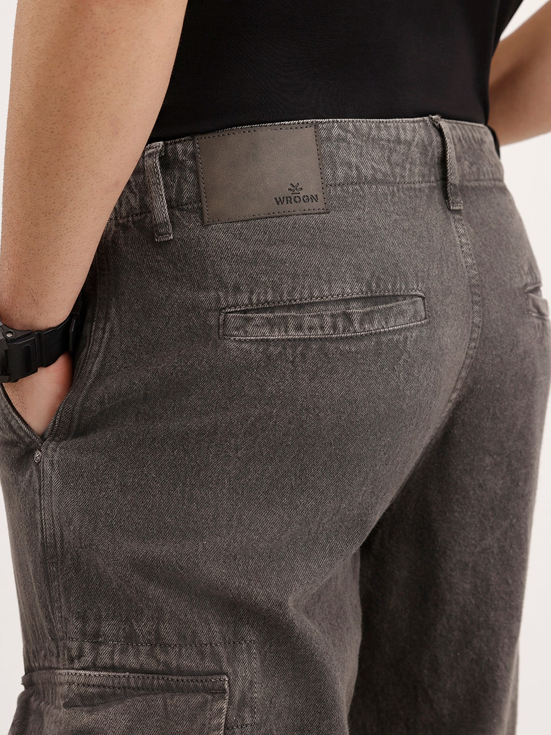 Loose Fit Cargo Denim Jeans | Charcoal - Image 5