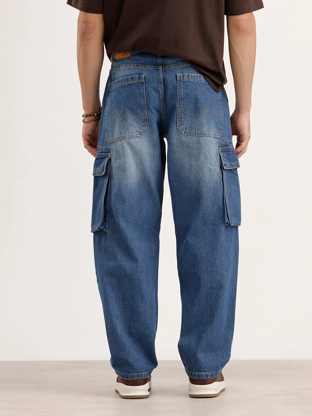 Loose Fit Cargo Denim Jeans | Light Blue - Image 3