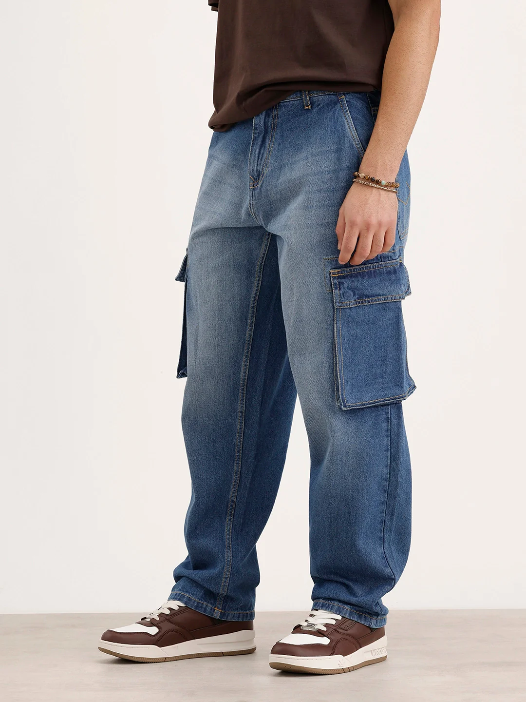 Loose Fit Cargo Denim Jeans | Light Blue - Image 4
