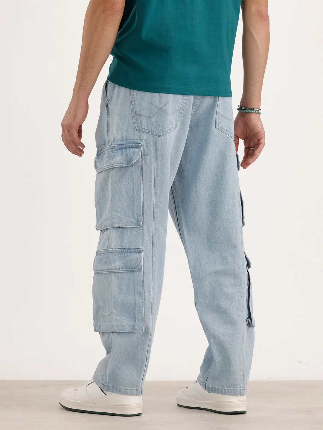 Loose Fit Cargo Denim Jeans | Light Blue - Image 3