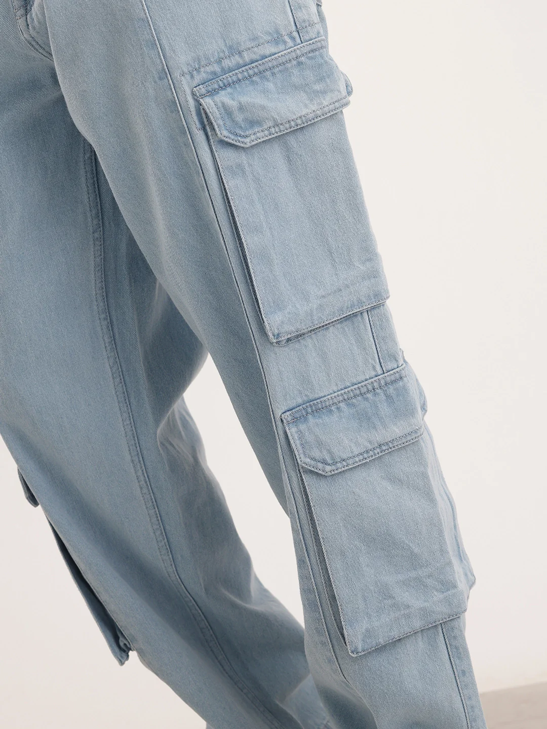 Loose Fit Cargo Denim Jeans | Light Blue - Image 5