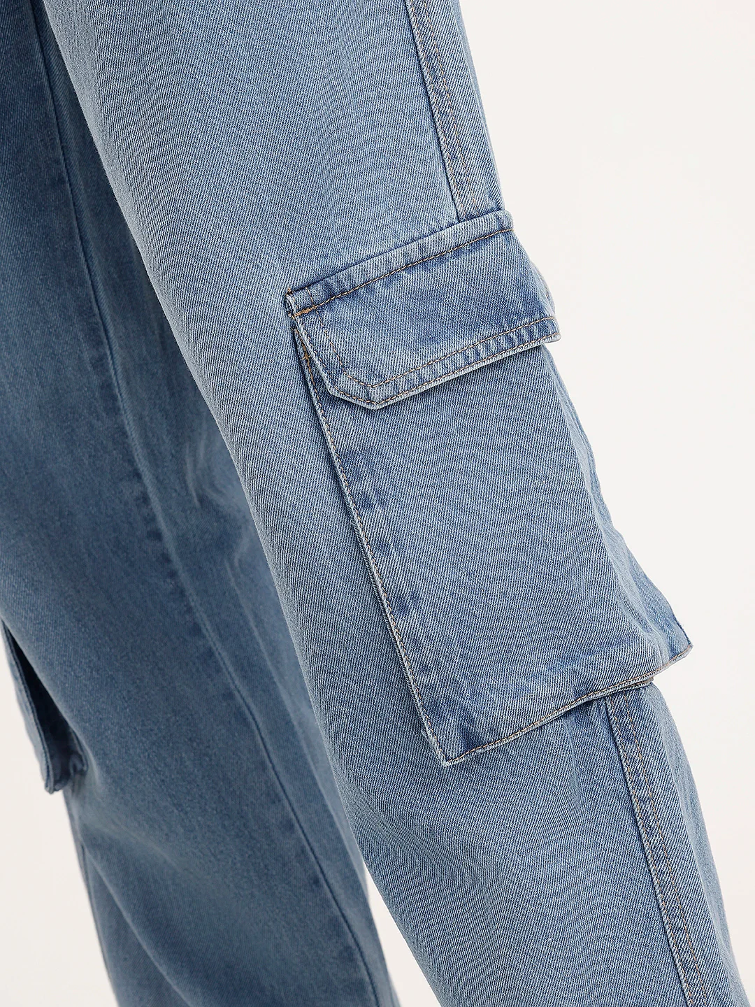 Loose Fit Cargo Denim Jeans | Light Blue - Image 6