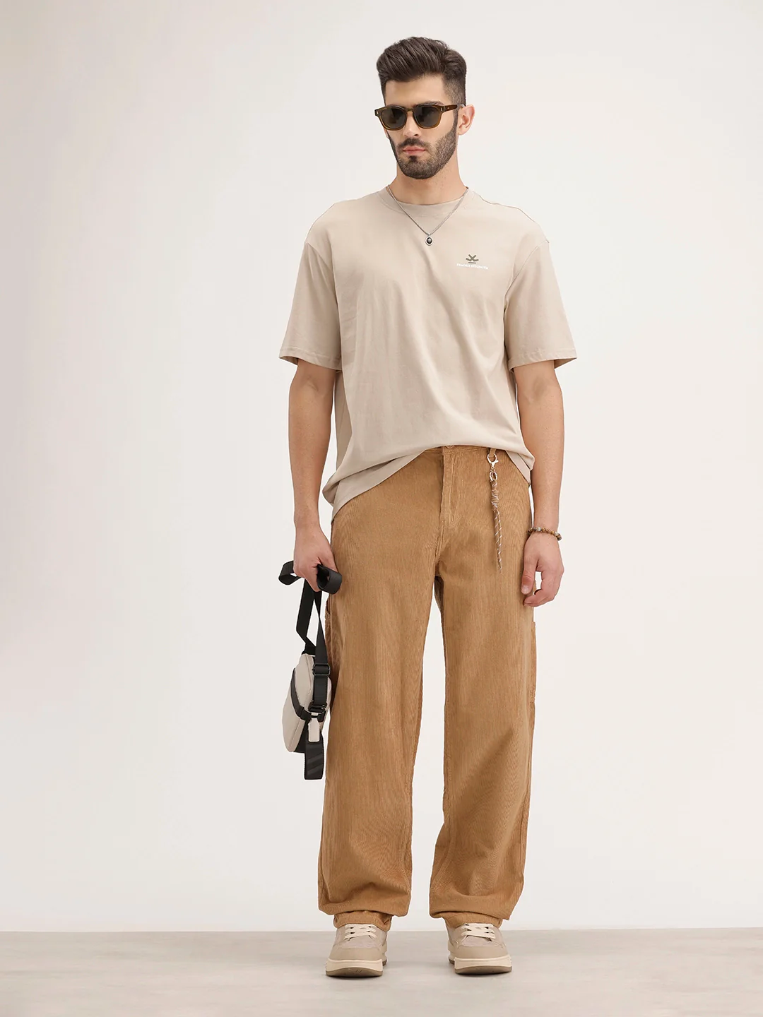 Loose Fit Corduroy Cargo Trouser | Khaki - Image 2