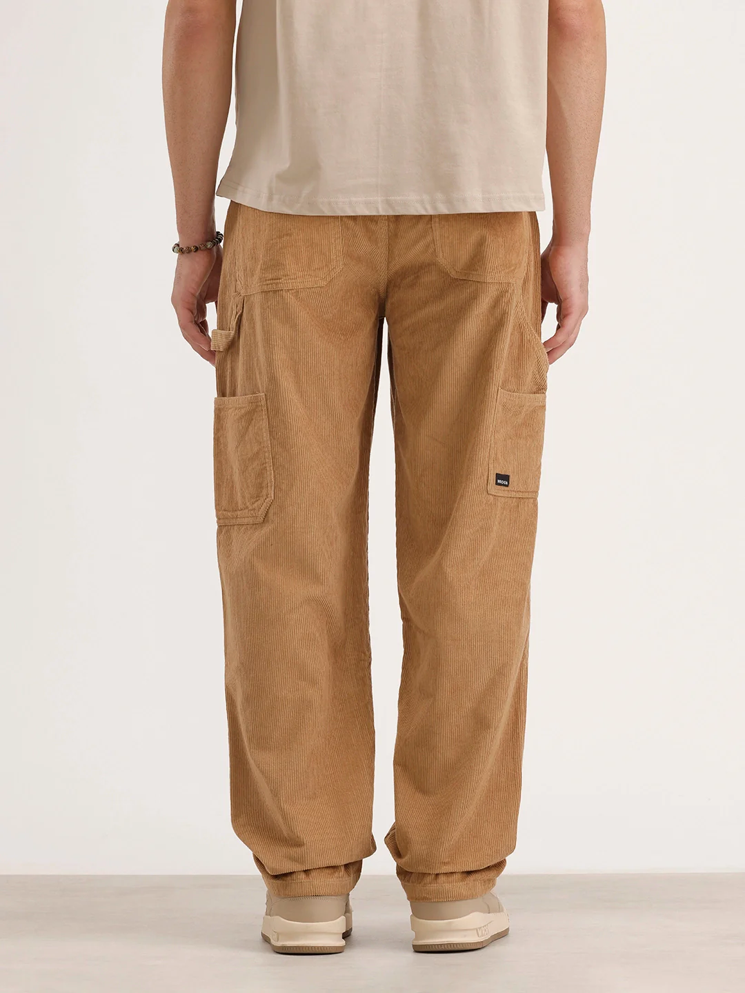 Loose Fit Corduroy Cargo Trouser | Khaki - Image 3