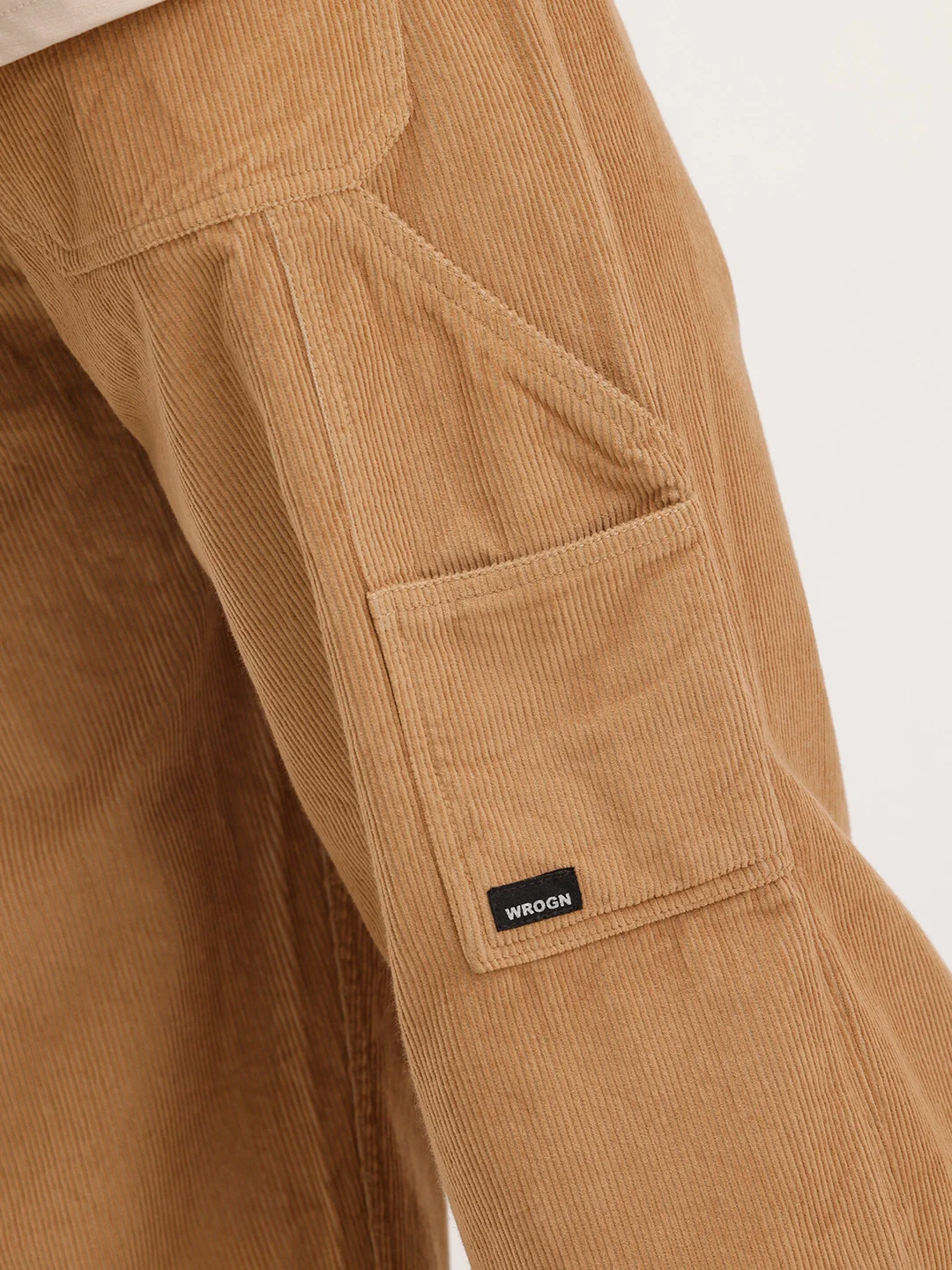Loose Fit Corduroy Cargo Trouser | Khaki - Image 5