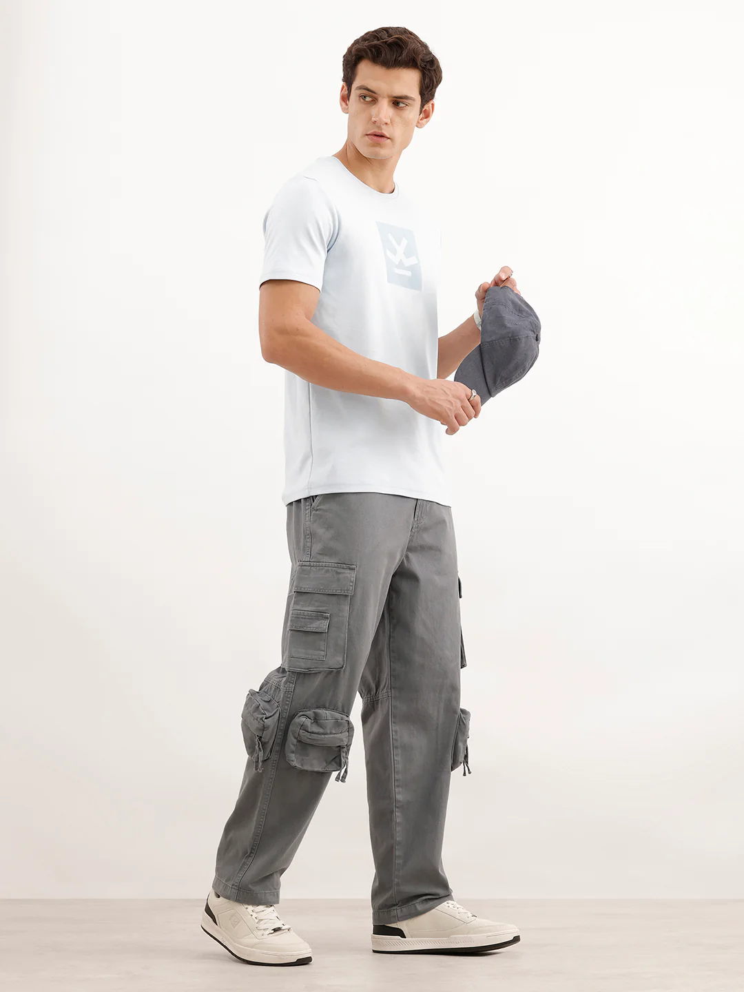 Loose Fit Cargo Trousers  | Dark Grey - Image 2