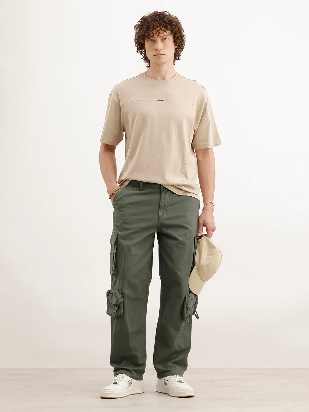 Loose Fit Cargo Trousers  | Olive - Image 2