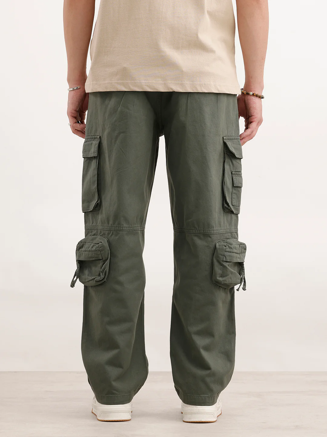 Loose Fit Cargo Trousers  | Olive - Image 3