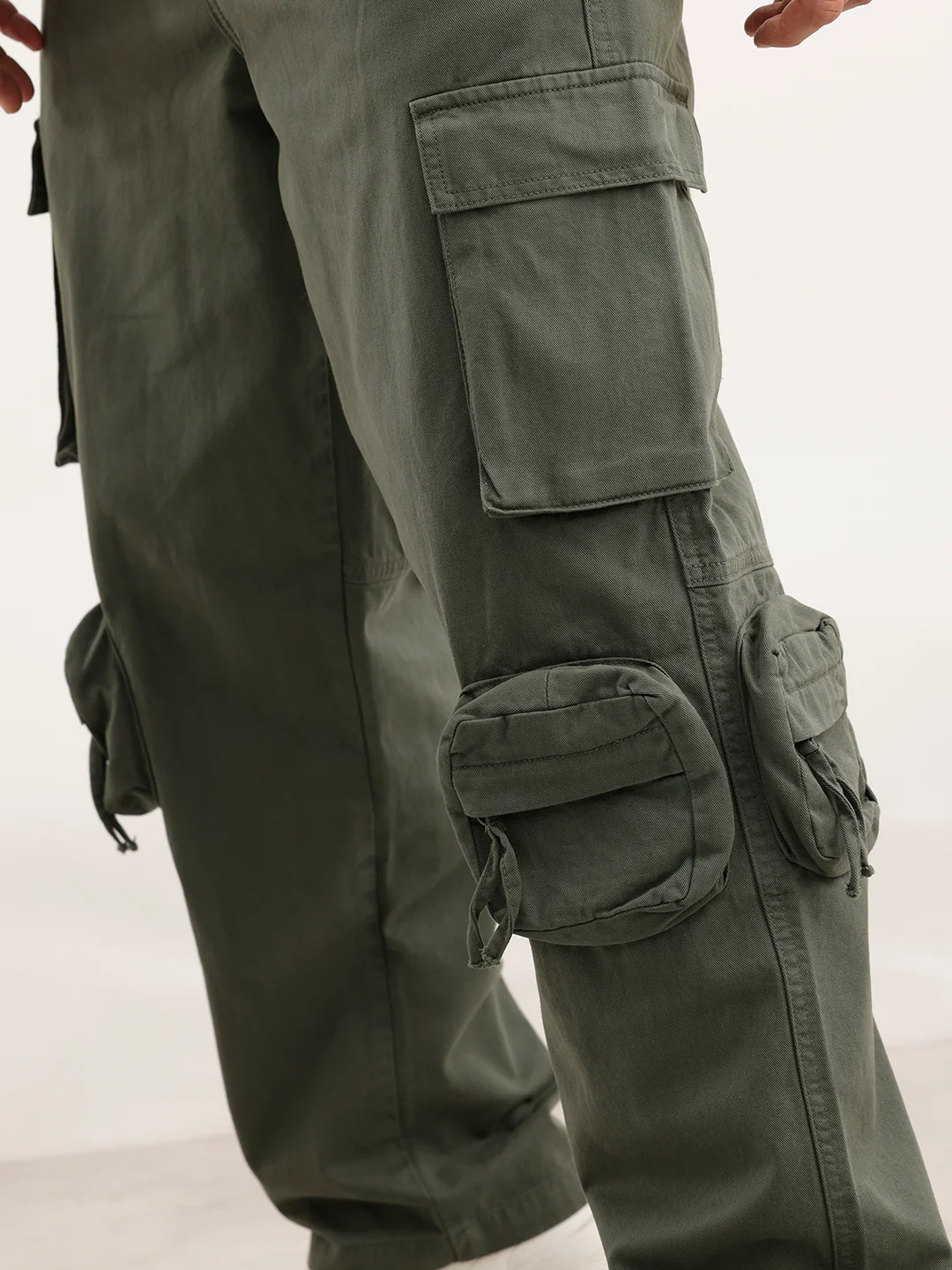 Loose Fit Cargo Trousers  | Olive - Image 5
