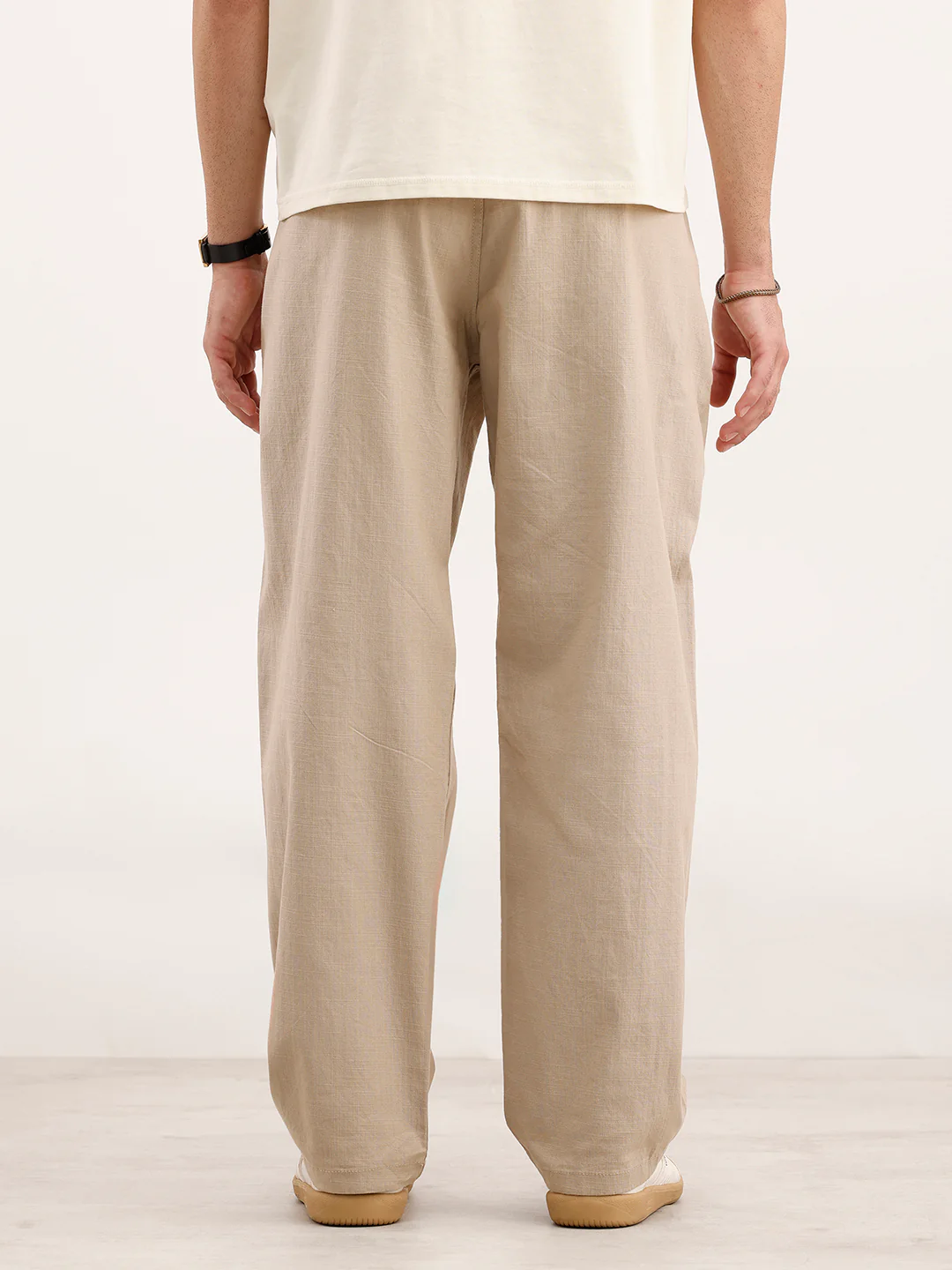 Loose Fit Cotton Trouser | Beige - Image 3