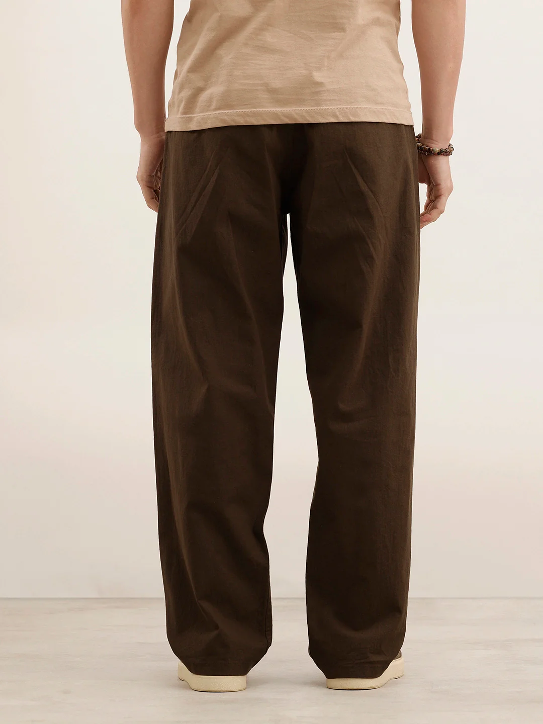 Loose Fit Cotton Trouser | Brown - Image 3