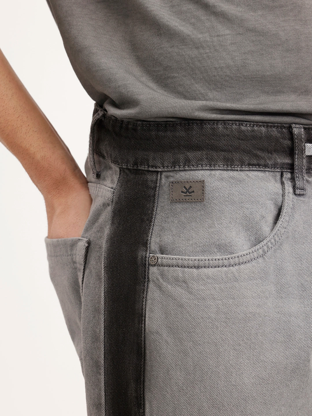 Loose Fit Cut & Sew Denim Jeans | Grey - Image 5