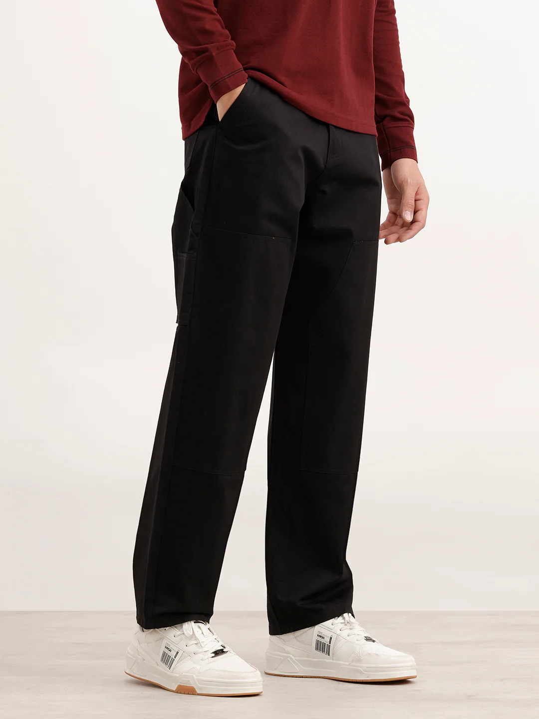 Loose Fit Cut & Sew Trouser  | Black - Image 4