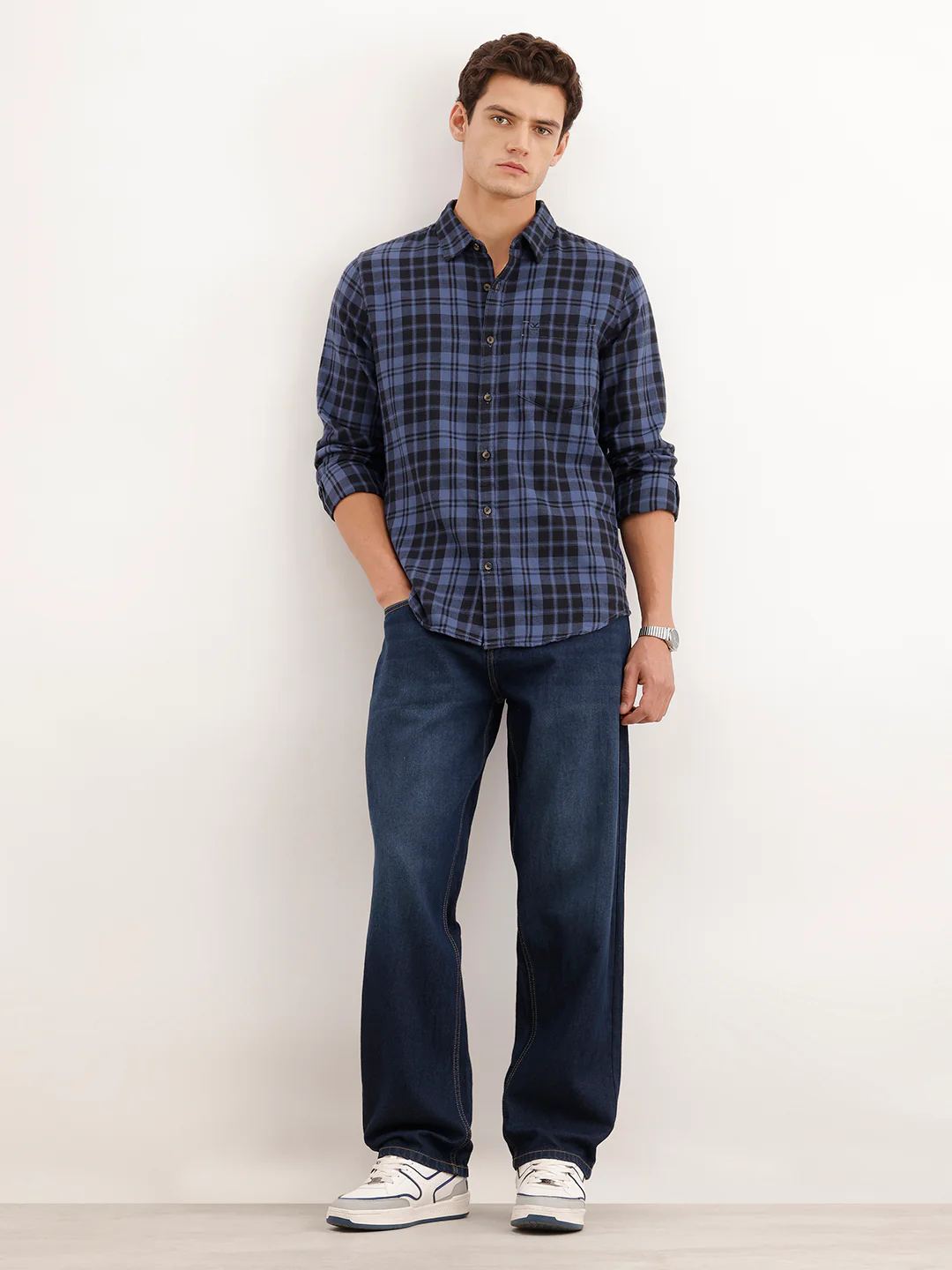 Loose Fit Faded Denim Jeans  | Dark Blue - Image 2
