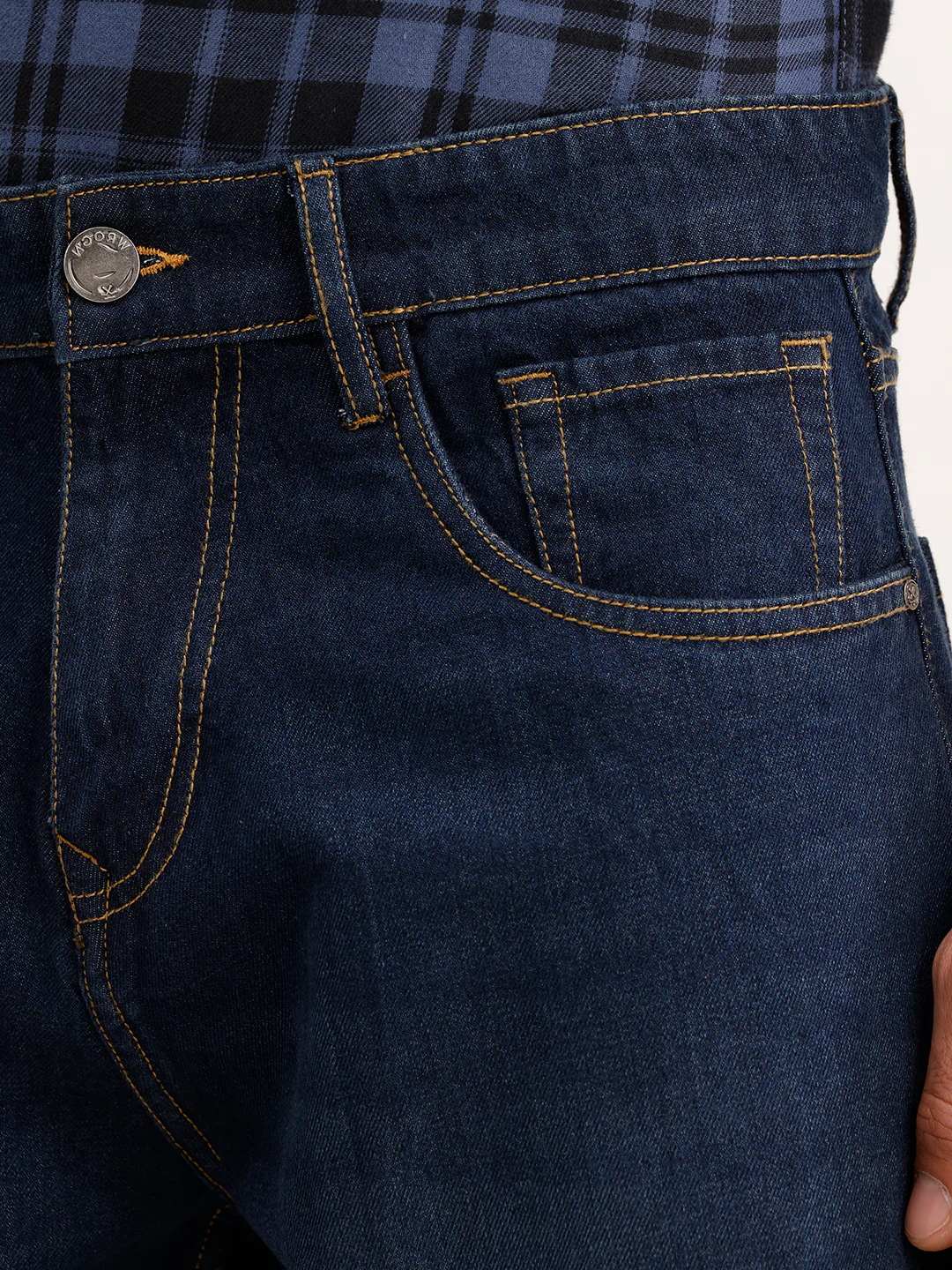 Loose Fit Faded Denim Jeans  | Dark Blue - Image 5
