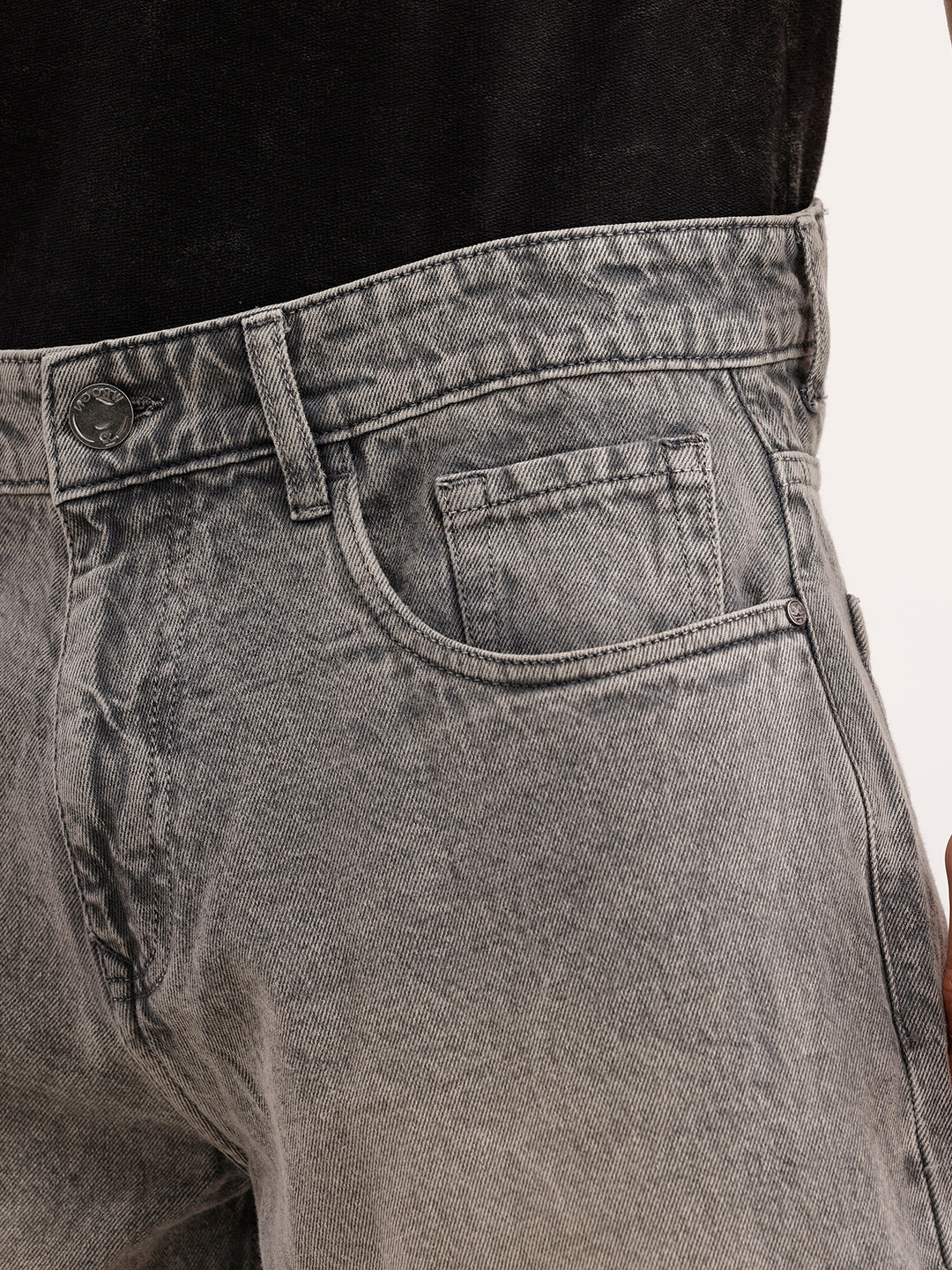 Loose Fit Faded Denim Jeans  | Grey - Image 5