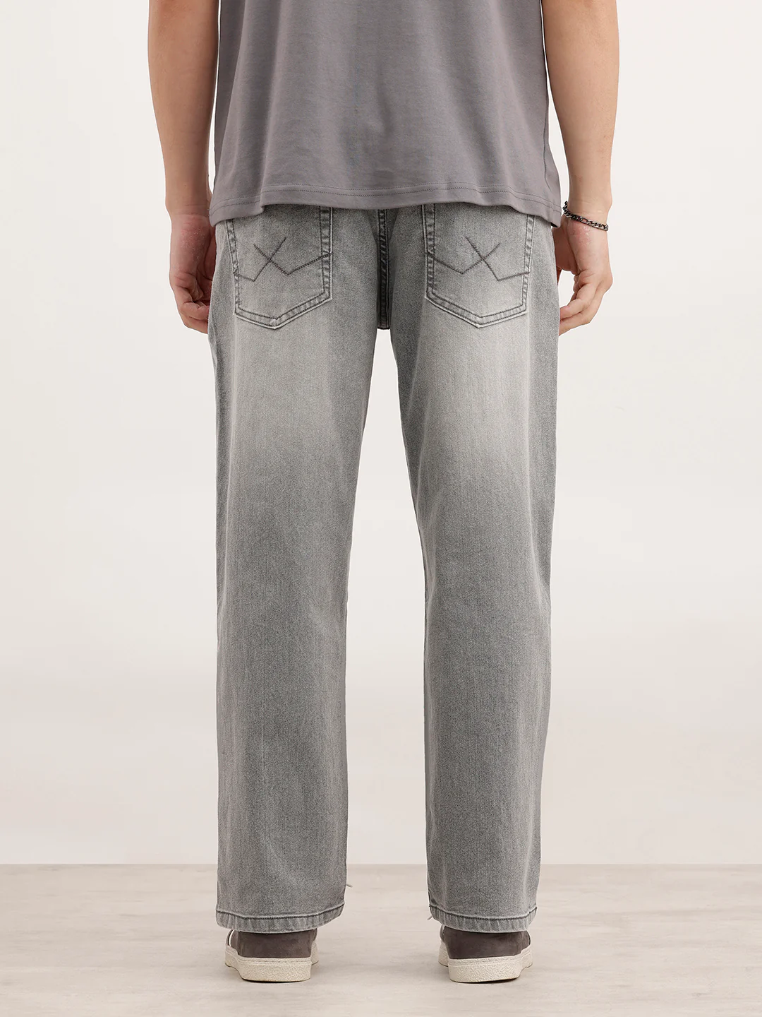 Loose Fit Faded Denim Jeans  | Grey - Image 3