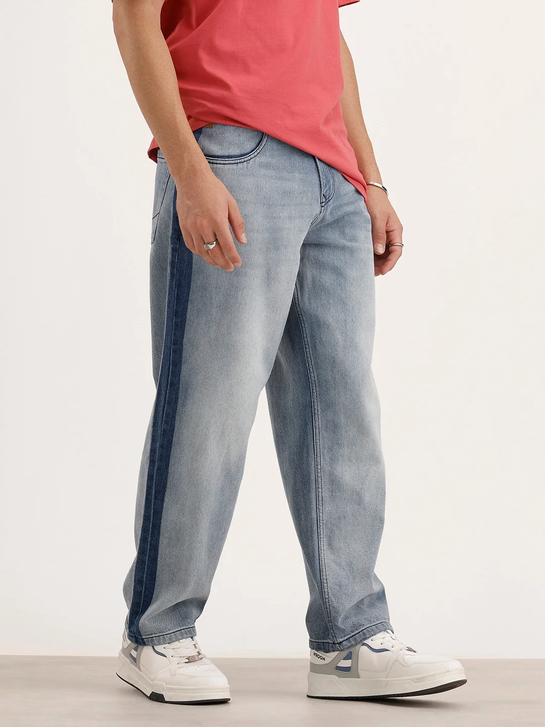 Loose Fit Faded Denim Jeans | Light Blue - Image 4