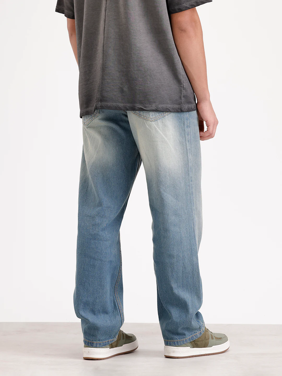 Loose Fit Light Faded Denim Jeans  | Blue - Image 3