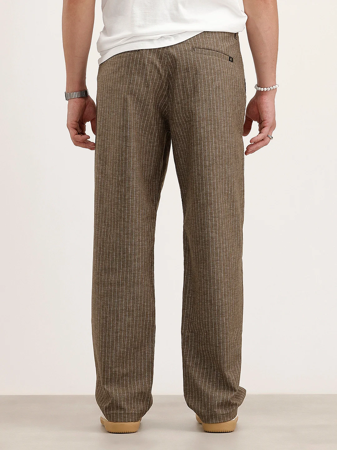 Loose Fit Linen Blend Parachute Trouser | Brown - Image 3