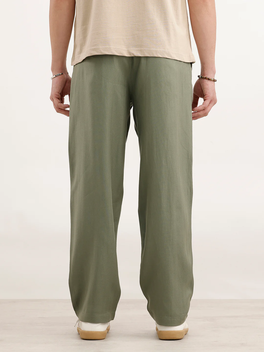 Loose Fit Linen Blend Trouser  | Green - Image 3