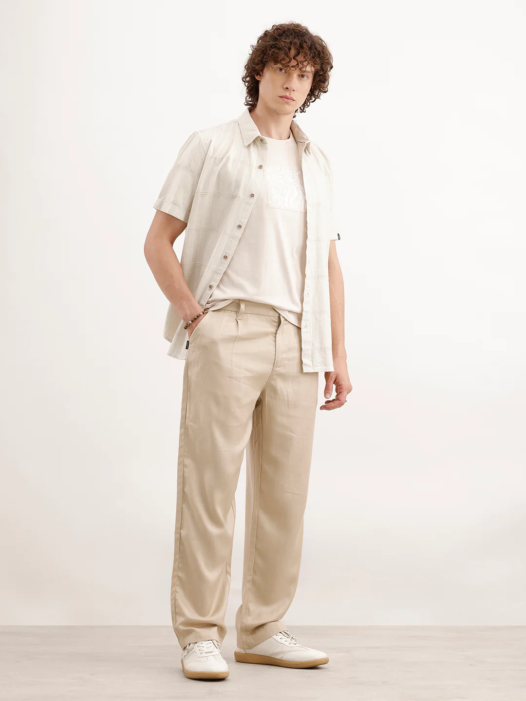 Loose Fit Linen Blend Trouser  | Khaki - Image 2