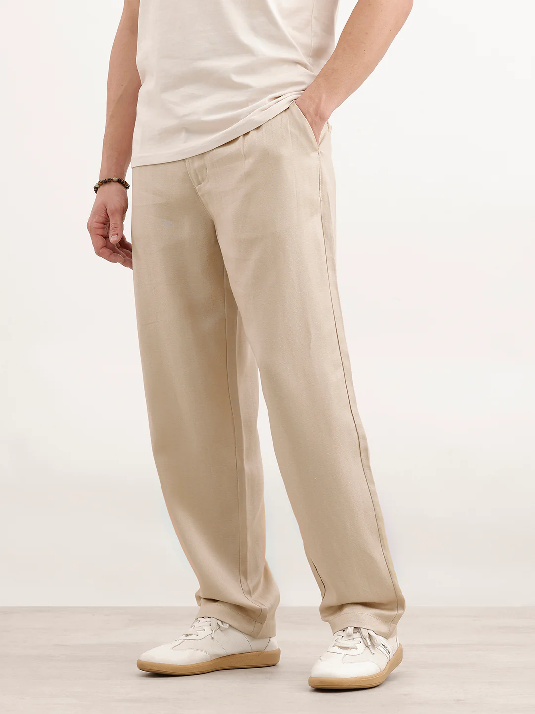 Loose Fit Linen Blend Trouser  | Khaki - Image 4
