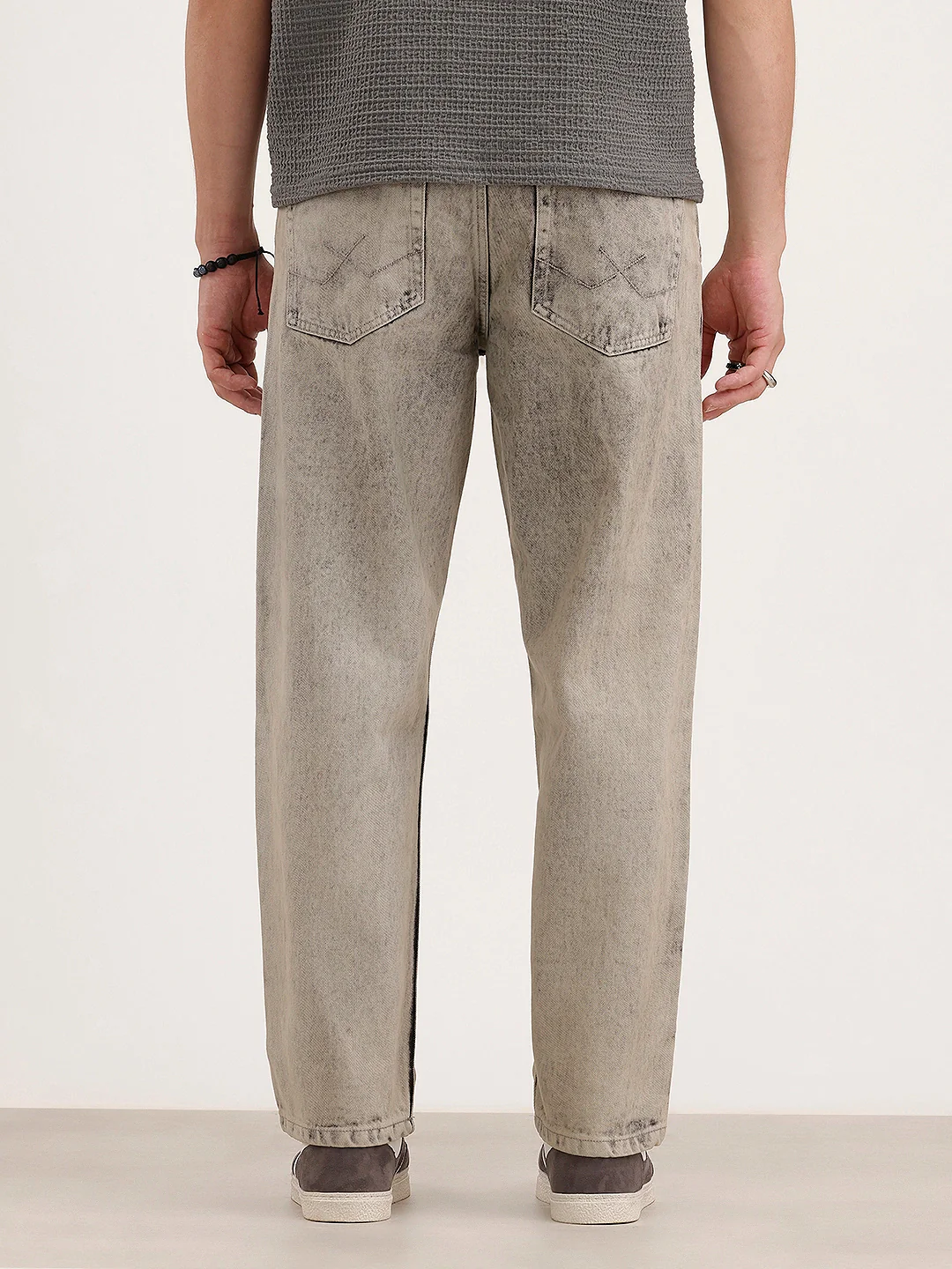 Loose Fit Pleated Denim Jeans | Grey - Image 3