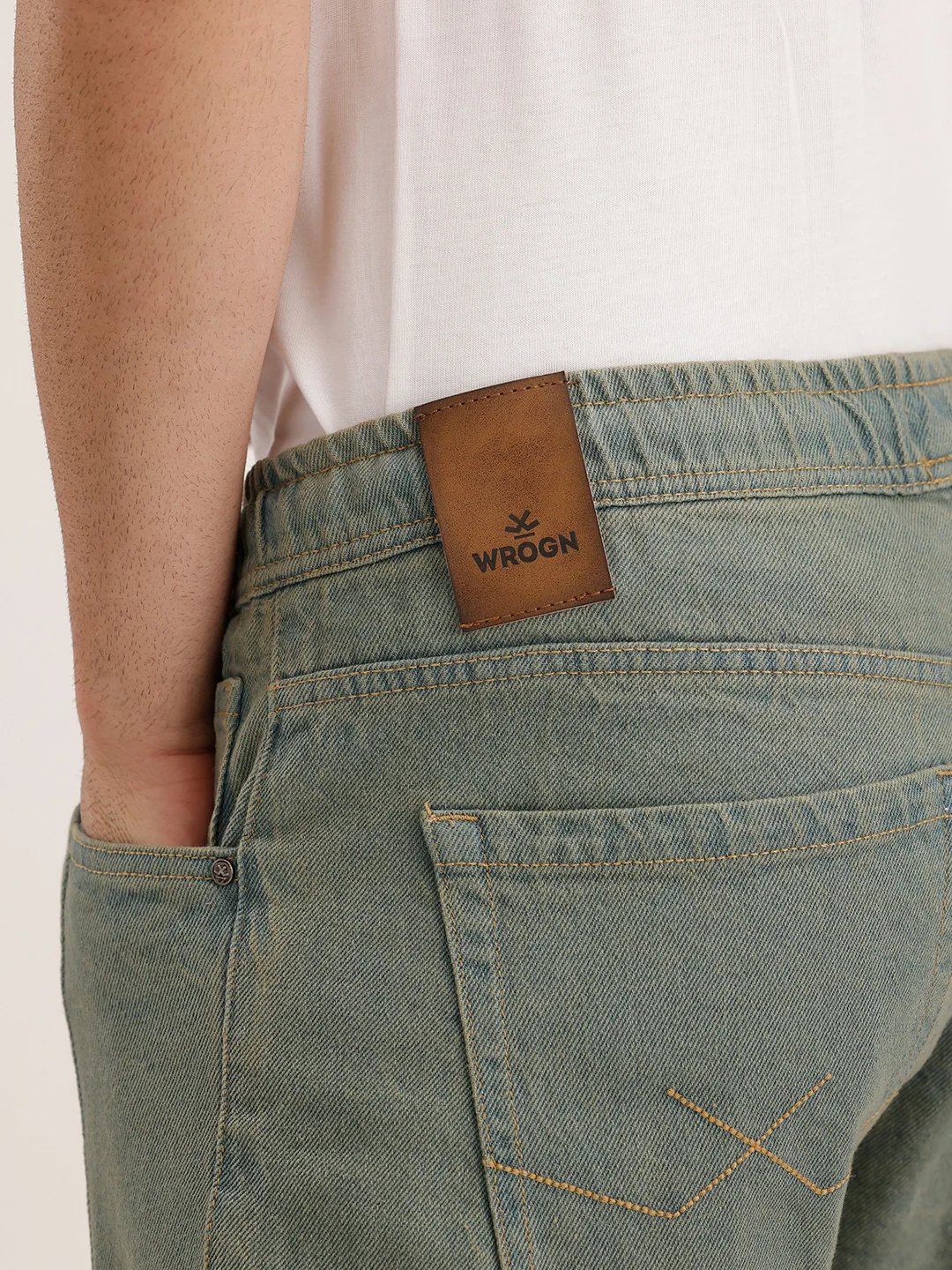 Loose Fit Pleated Denim Jeans | Olive - Image 6