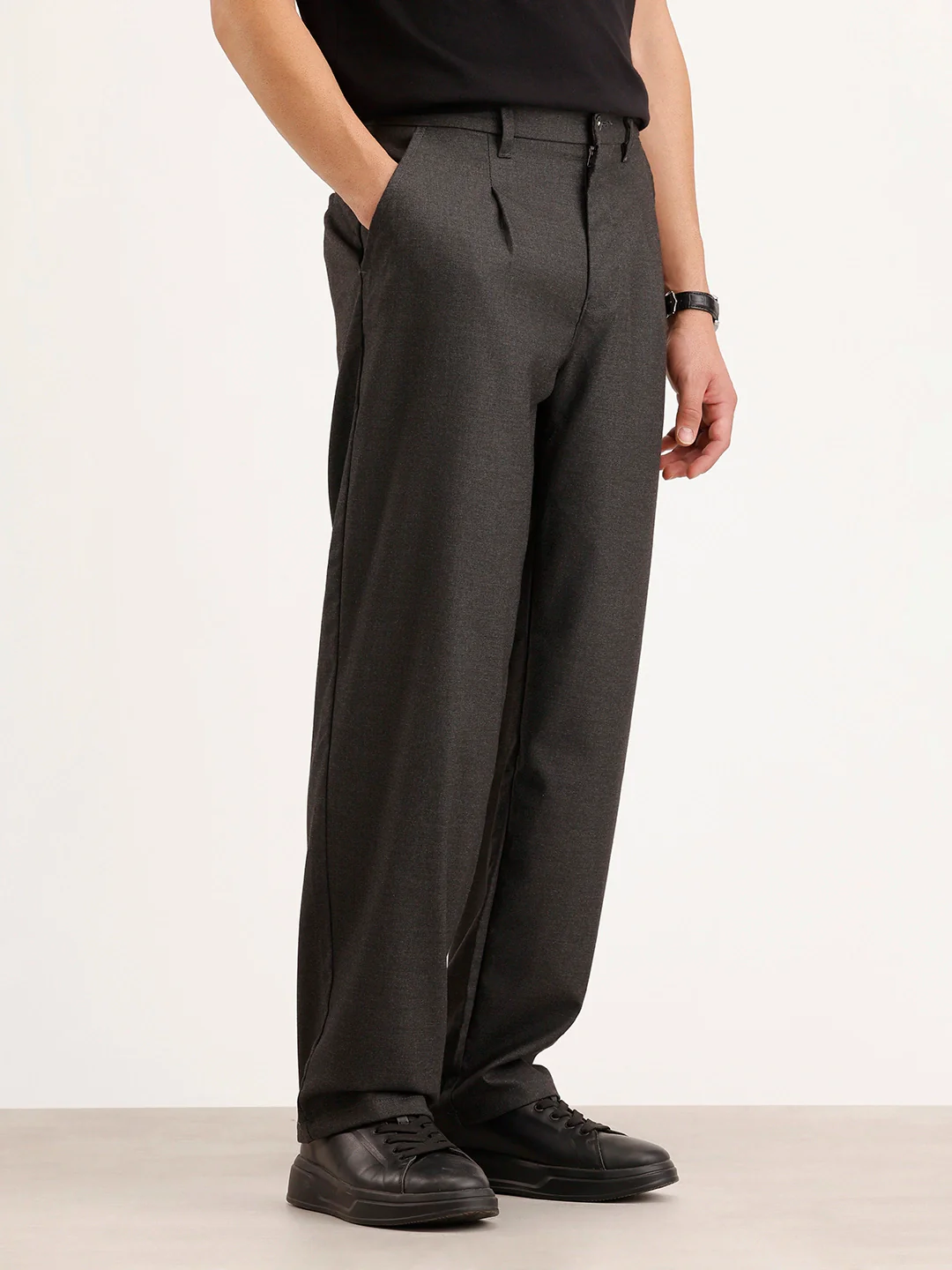 Loose Fit Pleated Trouser | Grey - Image 4