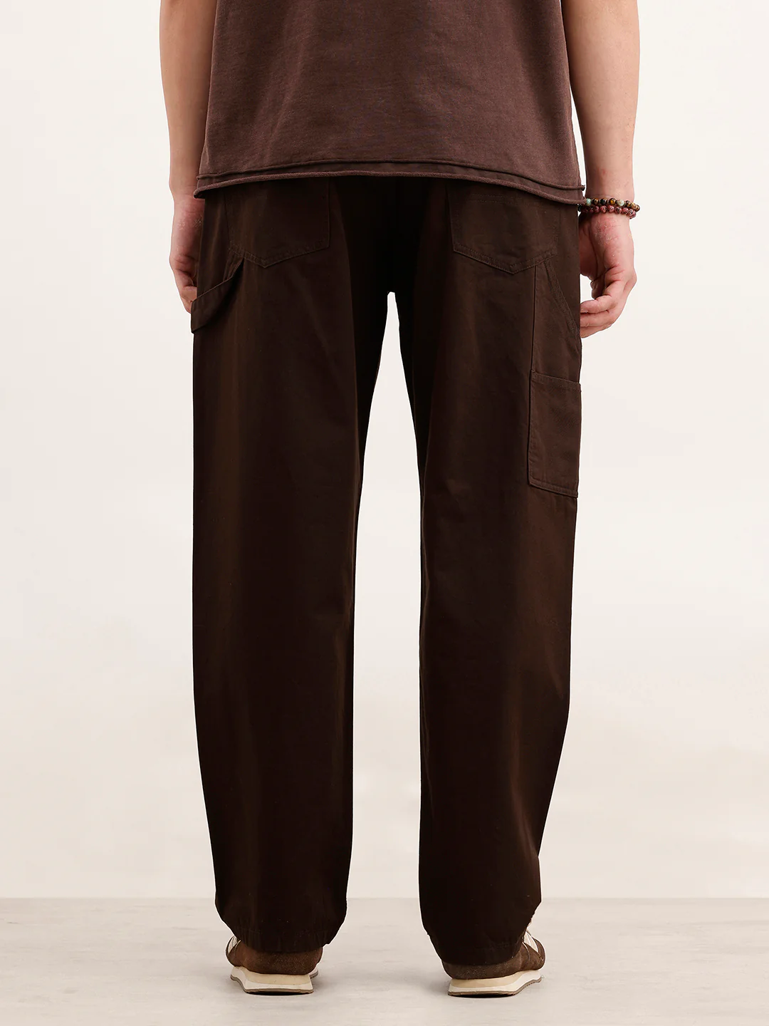 Loose Fit Solid Trouser  | Brown - Image 3