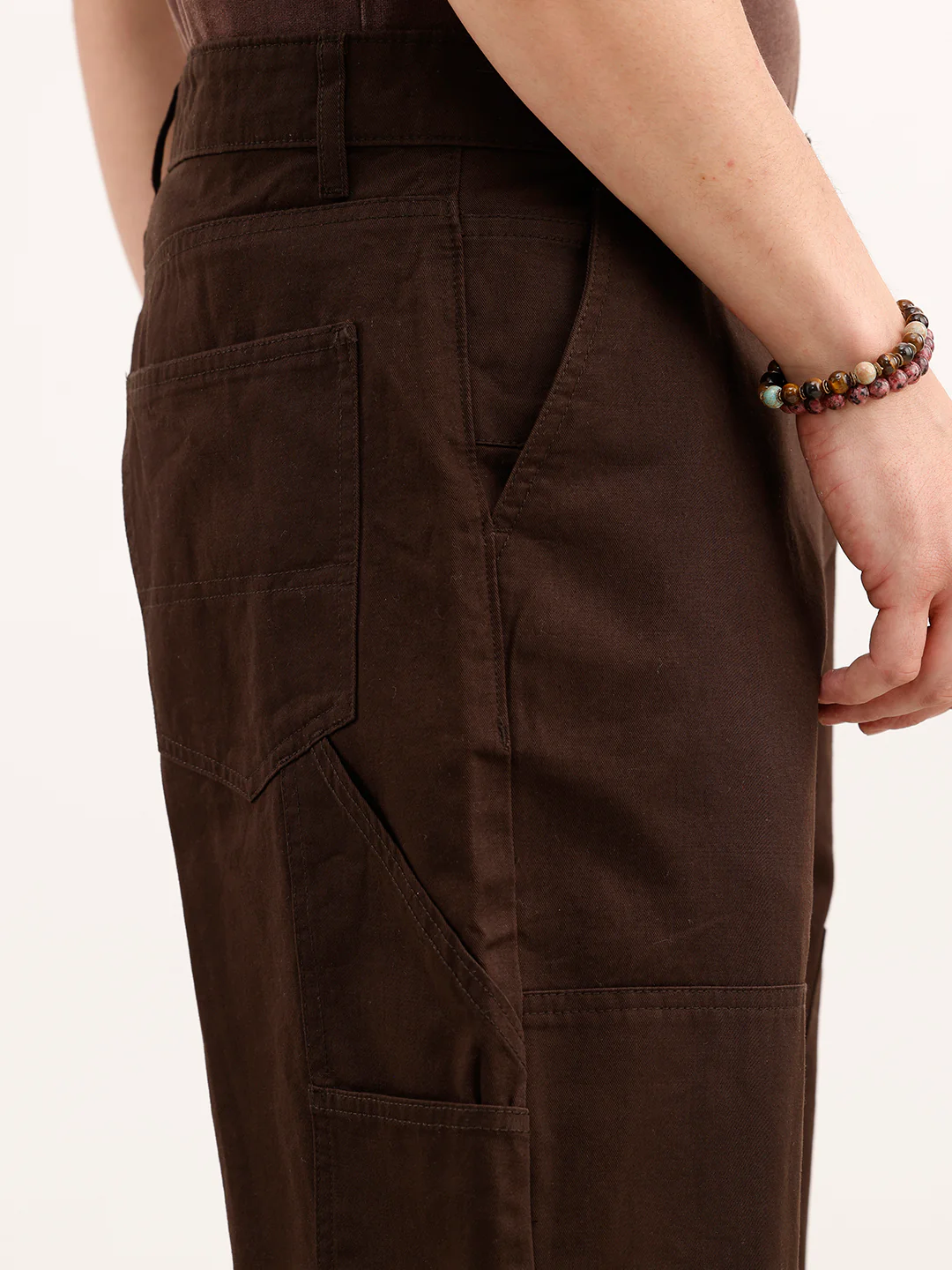 Loose Fit Solid Trouser  | Brown - Image 6