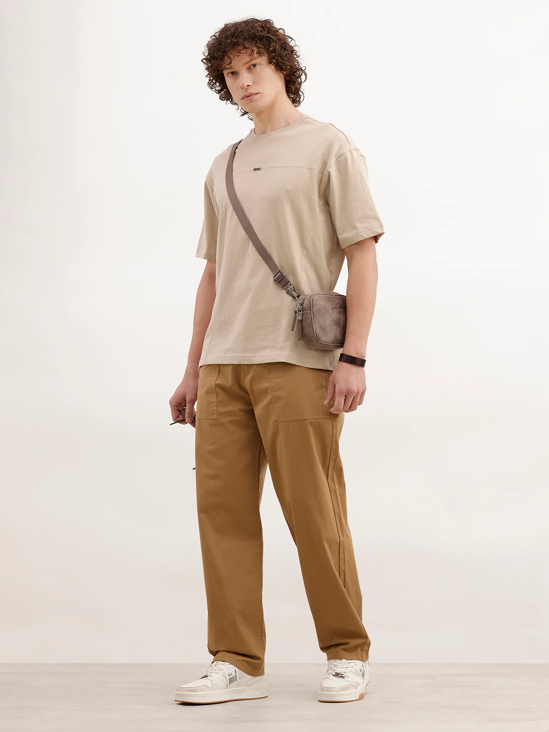 Loose Fit Solid Trouser | Khaki - Image 2