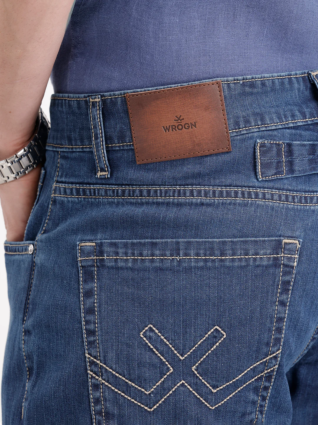 Loose Fit Textured Denim Jeans | Blue - Image 6