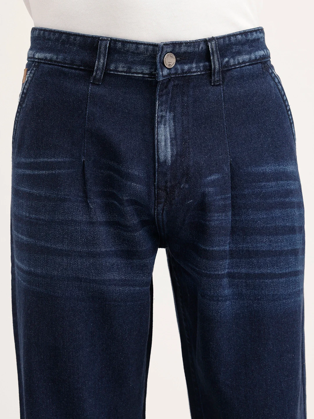Loose Pleat Fit Denim Jeans | Dark Blue - Image 6