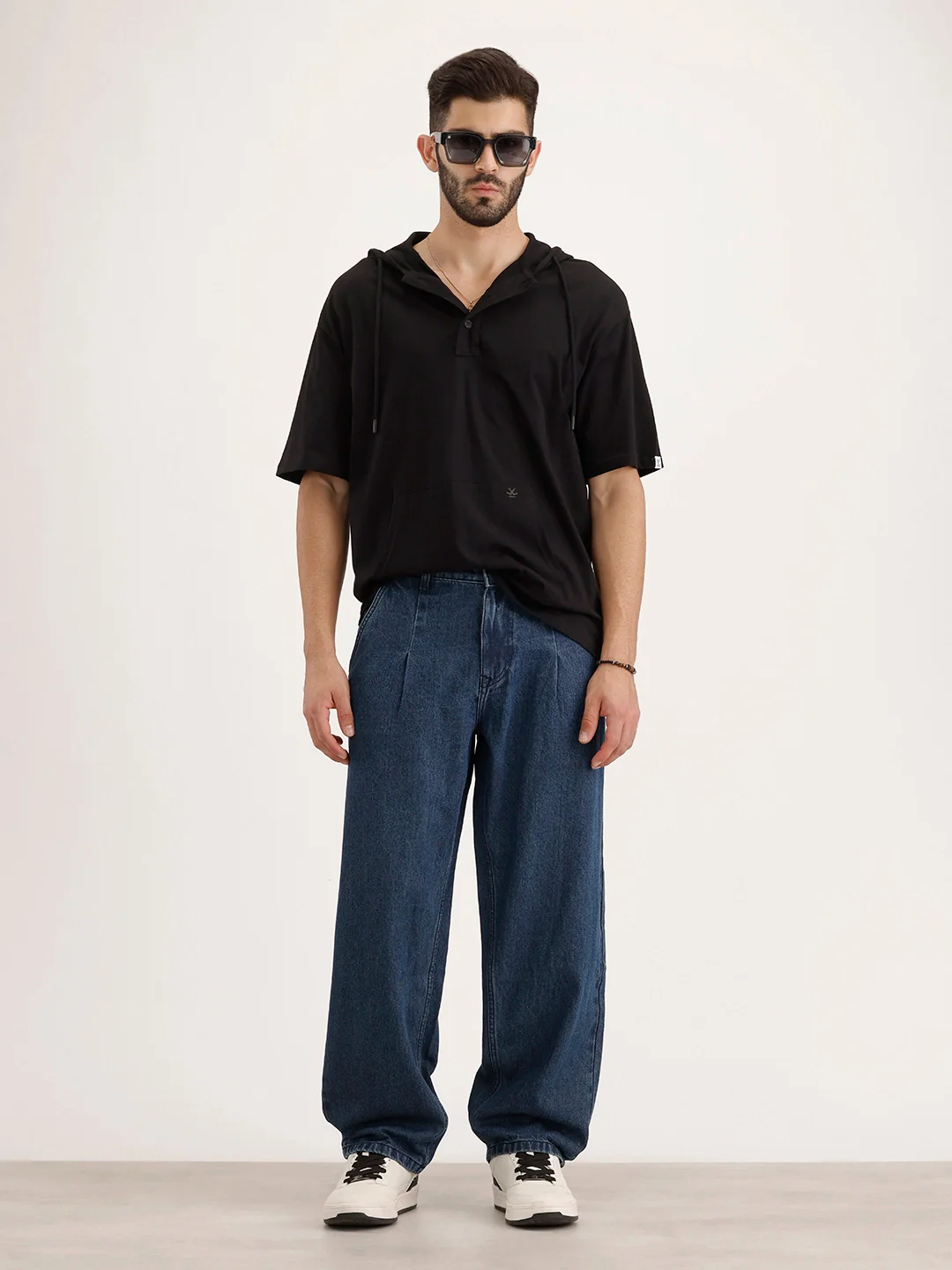 Loose Pleate Fit Denim Jeans | Blue - Image 2