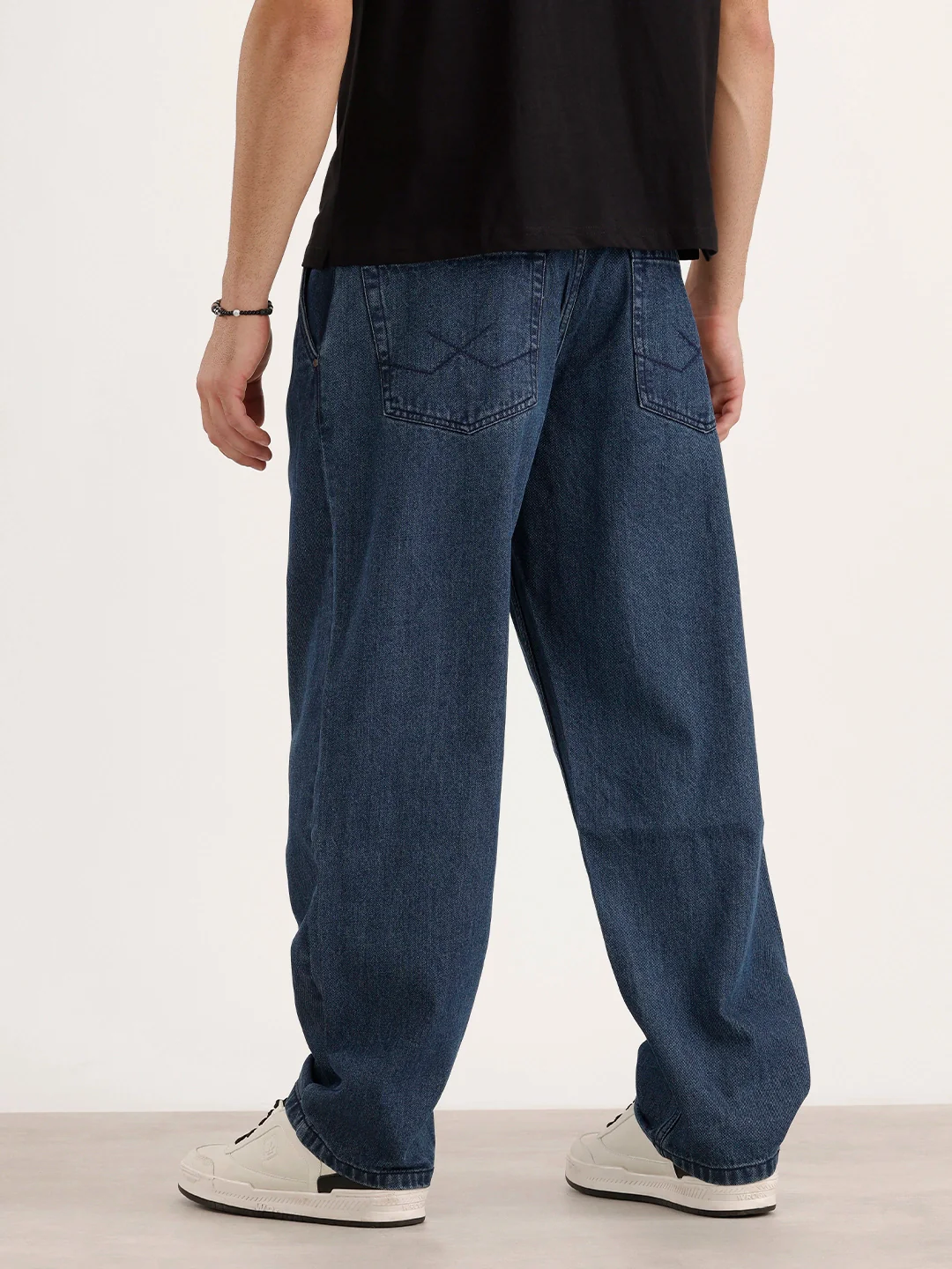 Loose Pleate Fit Denim Jeans | Blue - Image 3