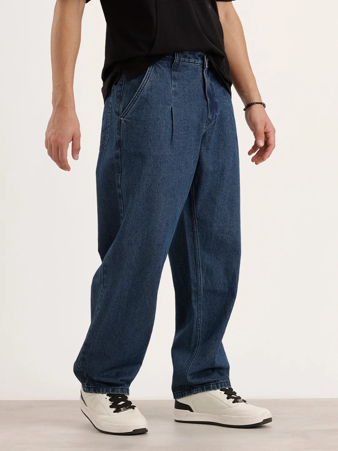 Loose Pleate Fit Denim Jeans | Blue - Image 5