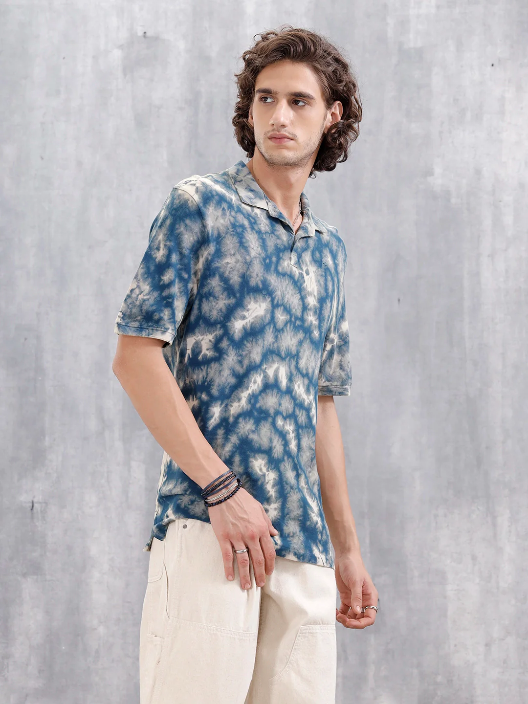 Marble Tie & Dye Comfort Fit T-Shirt  | Navy Blue - Image 6