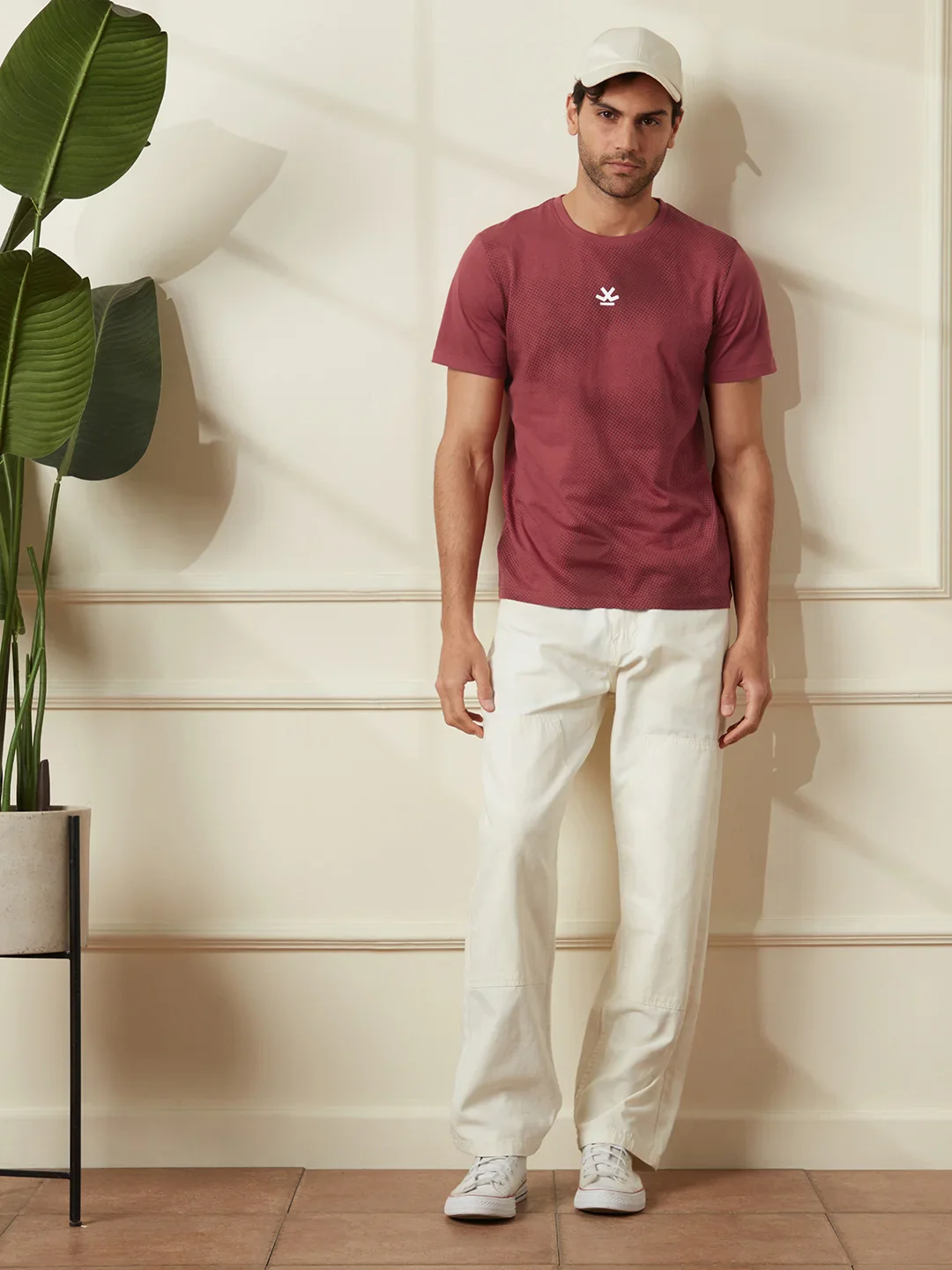 Maroon Panel Print T-Shirt - Image 3