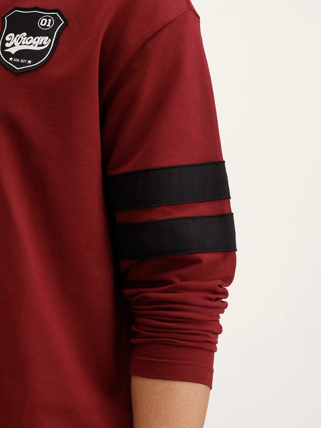 Oversized Contrast Collar Polo T-Shirt | Maroon - Image 6