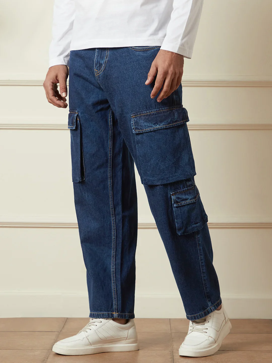 Loose Fit Utility Denim Cargo | Blue - Image 4