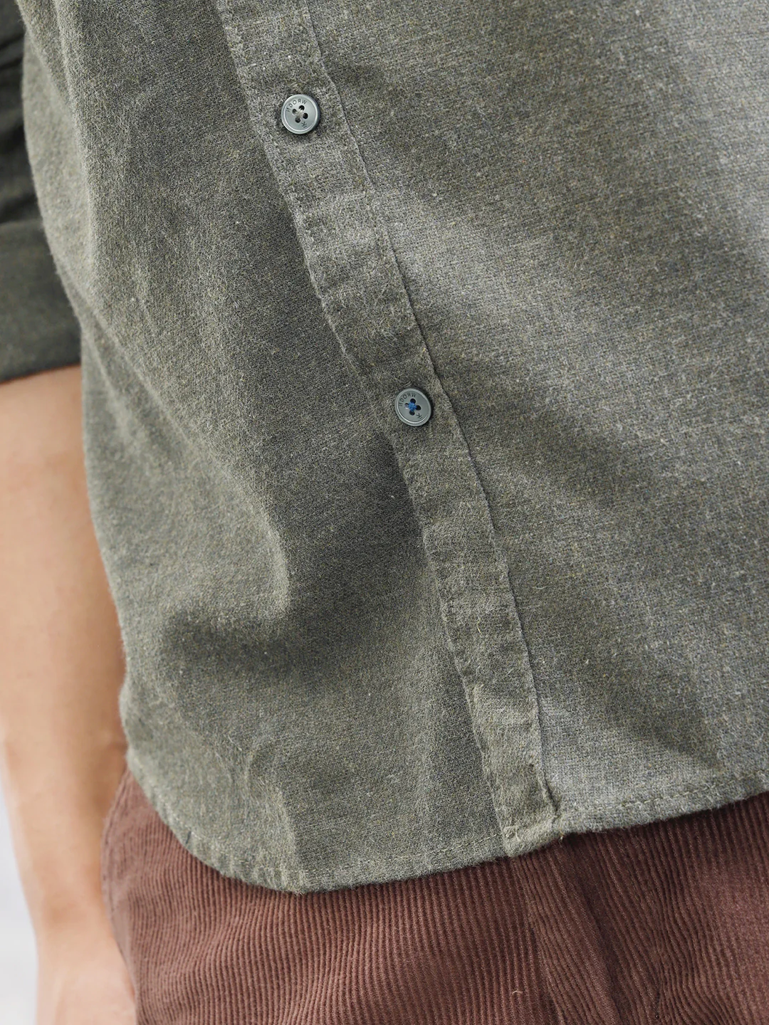 Melange Fabric Smart Shirt In Slim Fit | Olive - Image 5