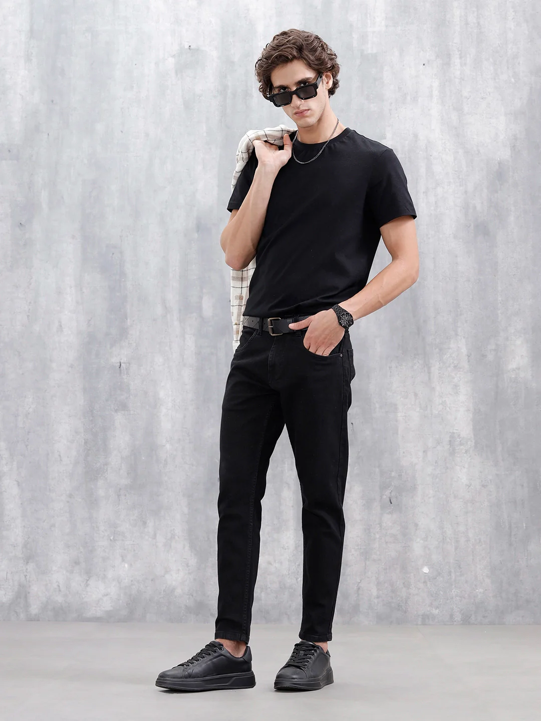 Men Casual Skinny Crop Jeans | Black - Image 2