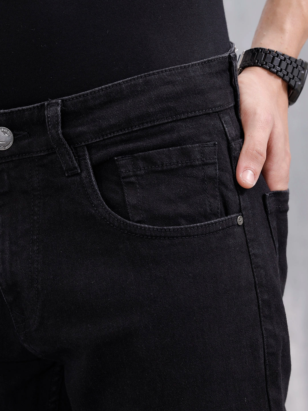 Men Casual Skinny Crop Jeans | Black - Image 5