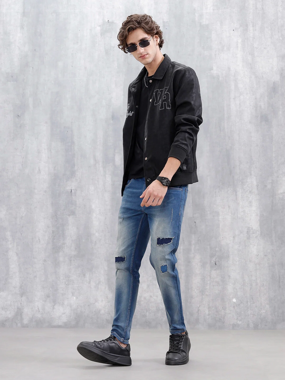 Men Casual Skinny Crop Jeans | Med Stone - Image 2