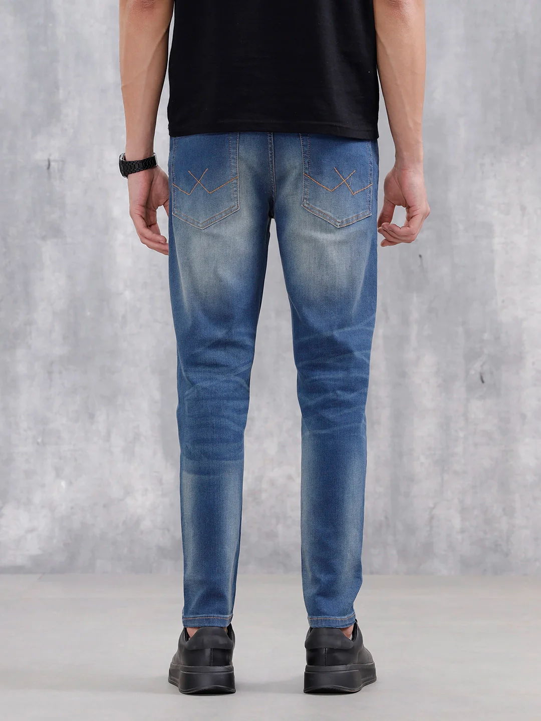 Men Casual Skinny Crop Jeans | Med Stone - Image 3