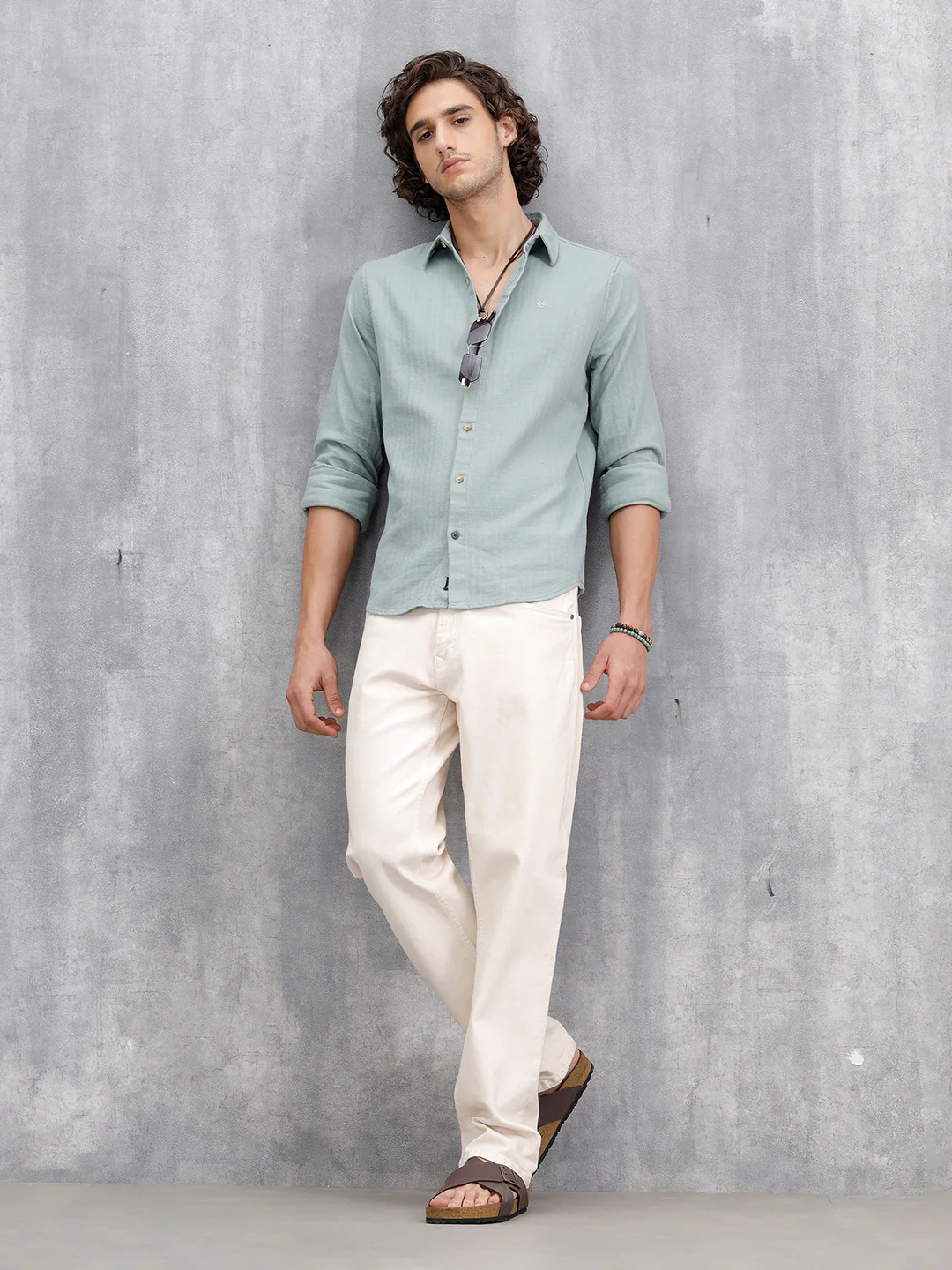 Men Casual Slim Fit Shirt | Green - Image 2
