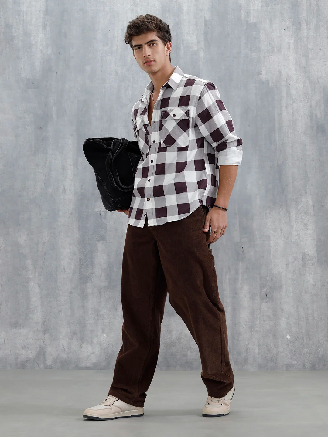 Men Checkered Pattern Comfort Fit Shirt | Brown - Image 2